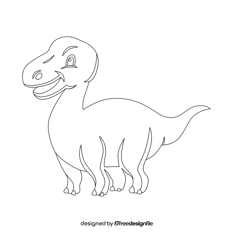 Brontosaurus baby dinosaur drawing black and white clipart