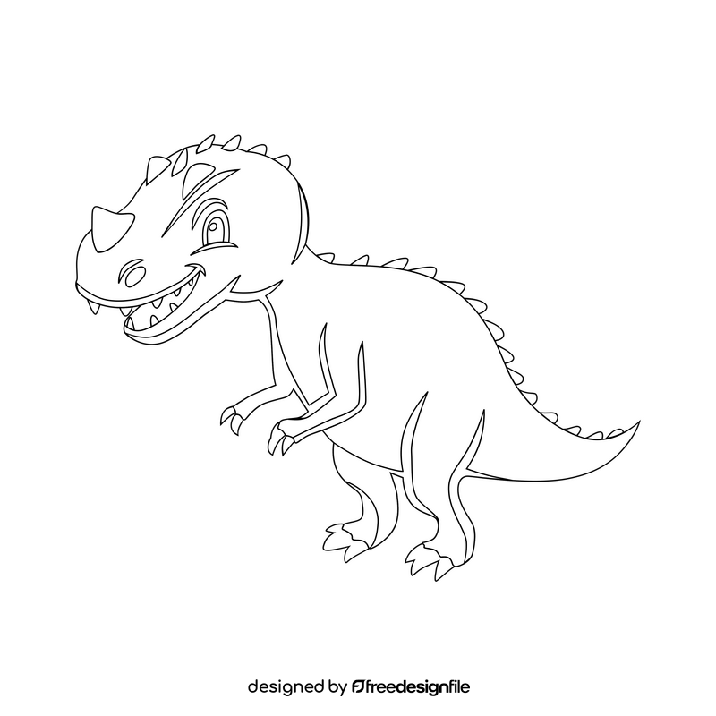 Baby dinosaur ceratosaurus drawing black and white clipart