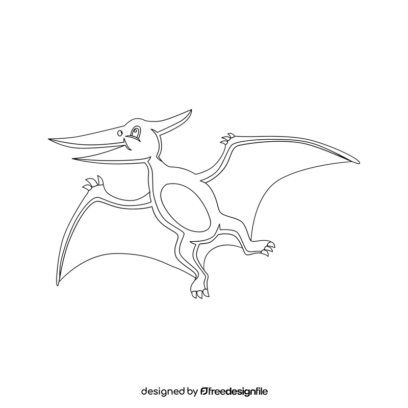 Pteranodon baby dinosaur cartoon drawing black and white clipart