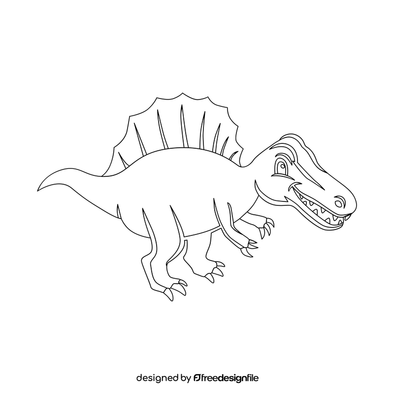 Spinosaurus baby dinosaur cartoon drawing black and white clipart