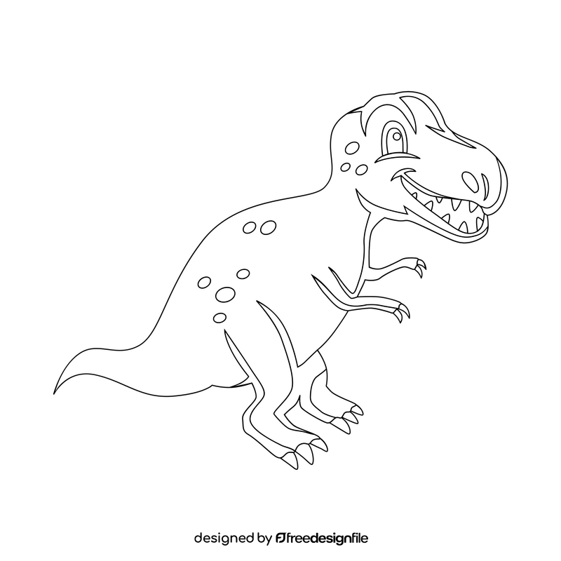 T rex baby dinosaur cartoon drawing black and white clipart