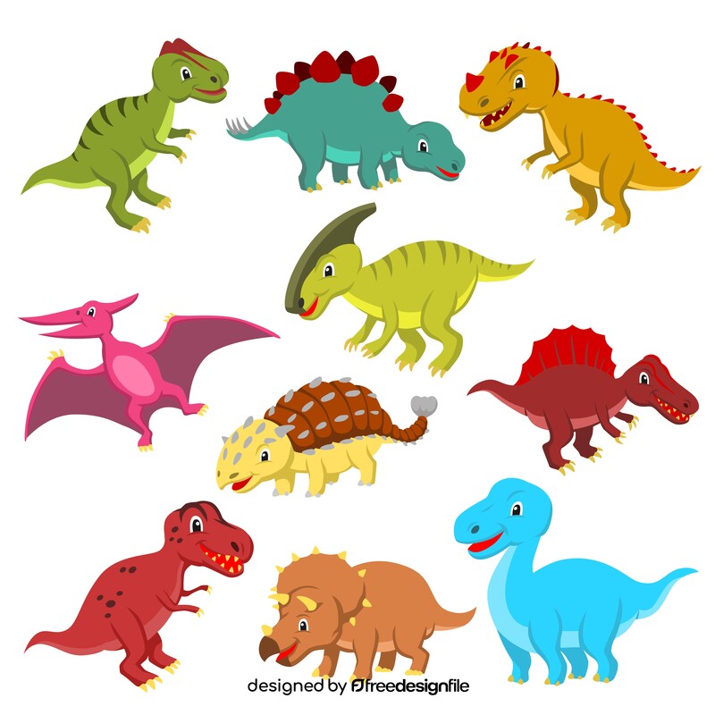 Cute baby dinosaurs vector