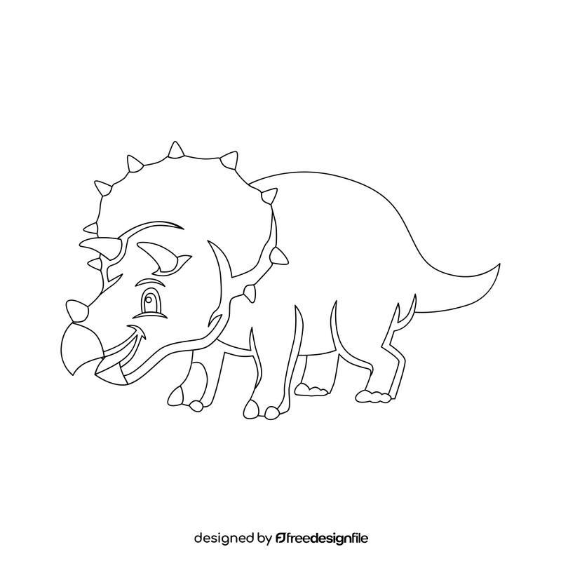 Triceratops baby dinosaur cartoon drawing black and white clipart