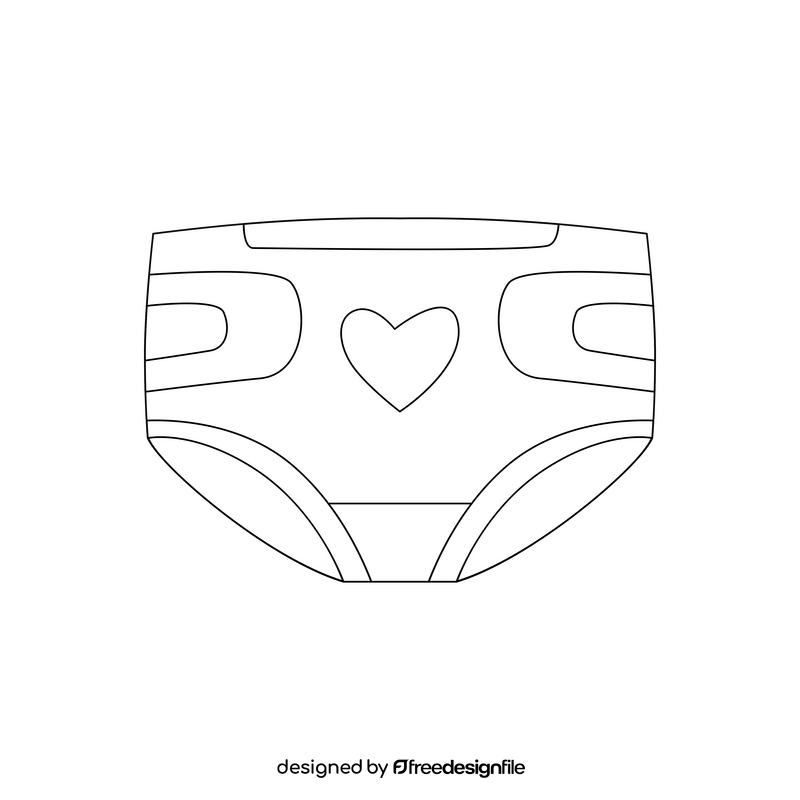 Diaper drawing black and white clipart