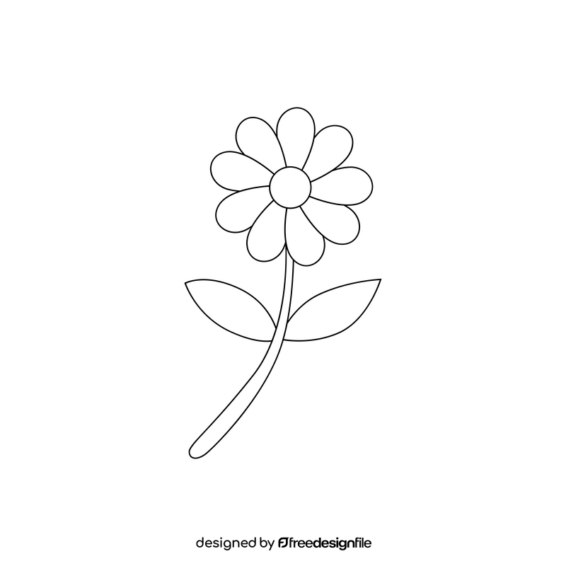 Flower drawing black and white clipart