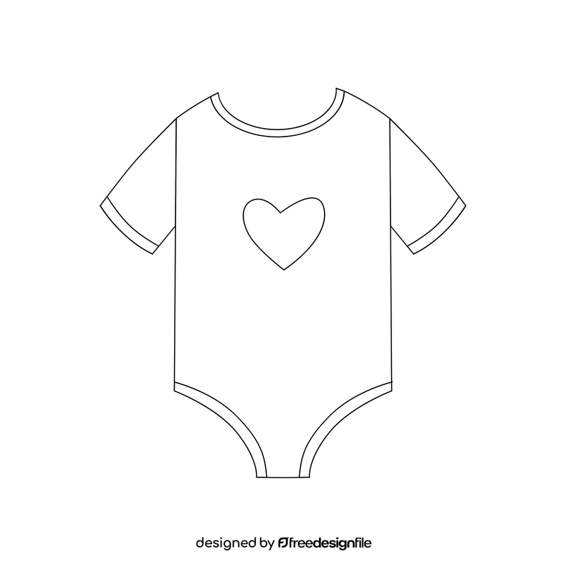 Baby girl clothes drawing black and white clipart