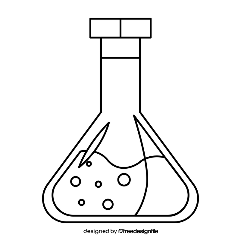 Erlenmeyer flask drawing black and white clipart