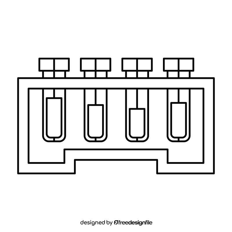 Test tubes drawing black and white clipart