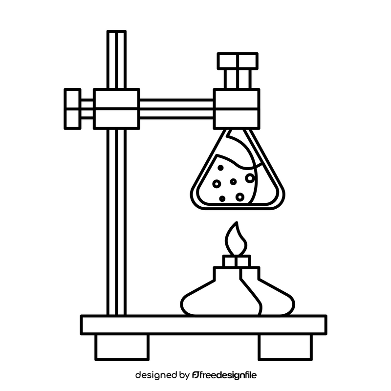 Chemical lab experiment drawing black and white clipart