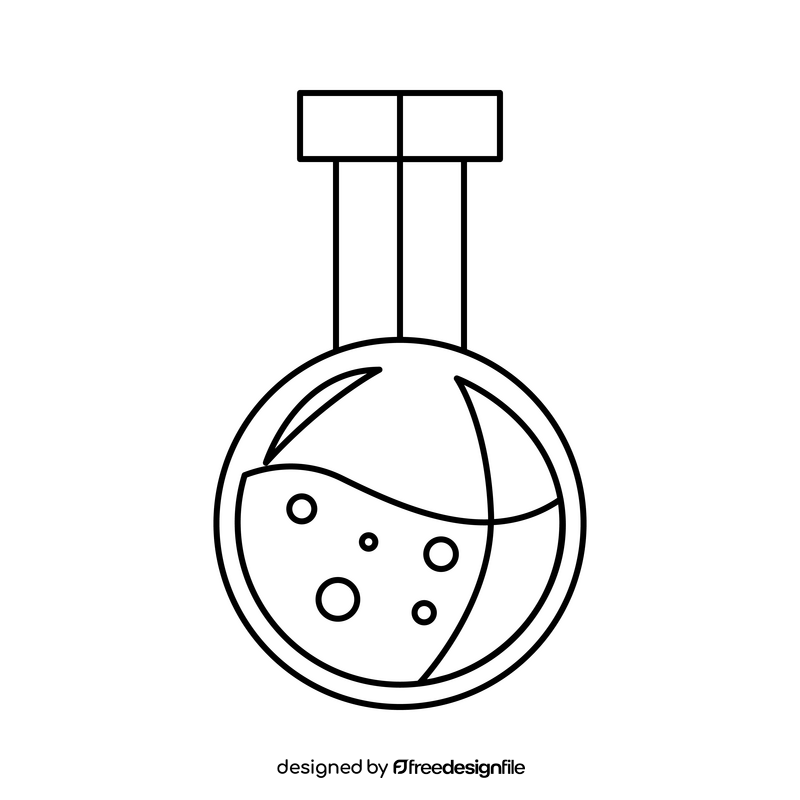 Volumetric flask drawing black and white clipart
