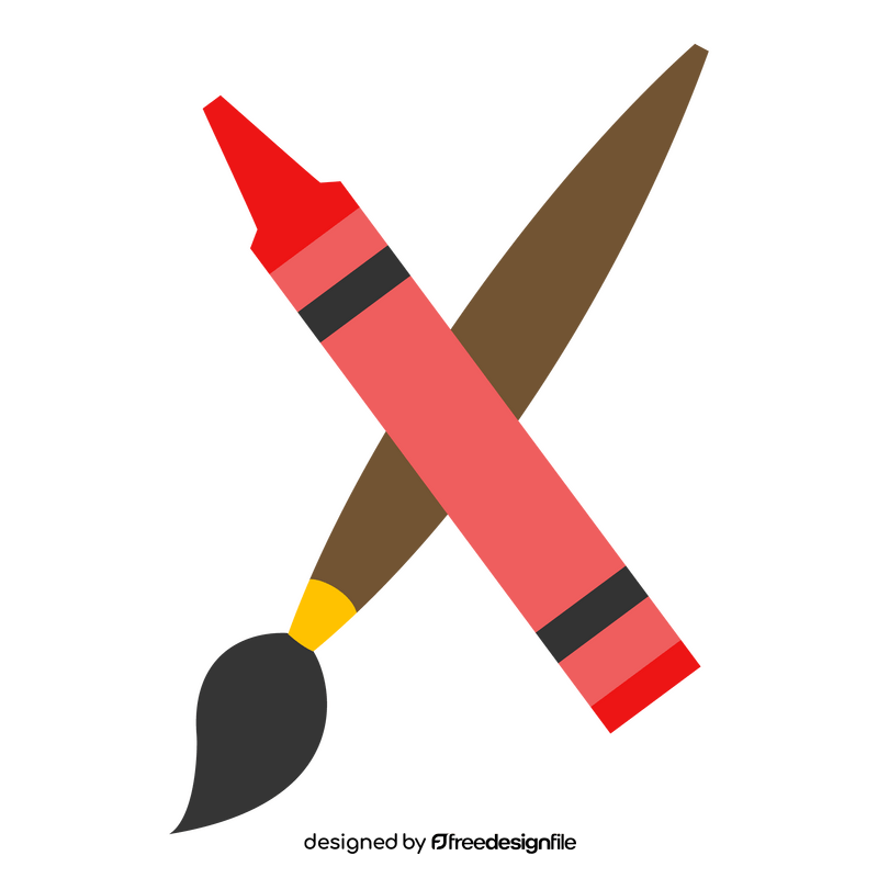 Red crayon and brush clipart