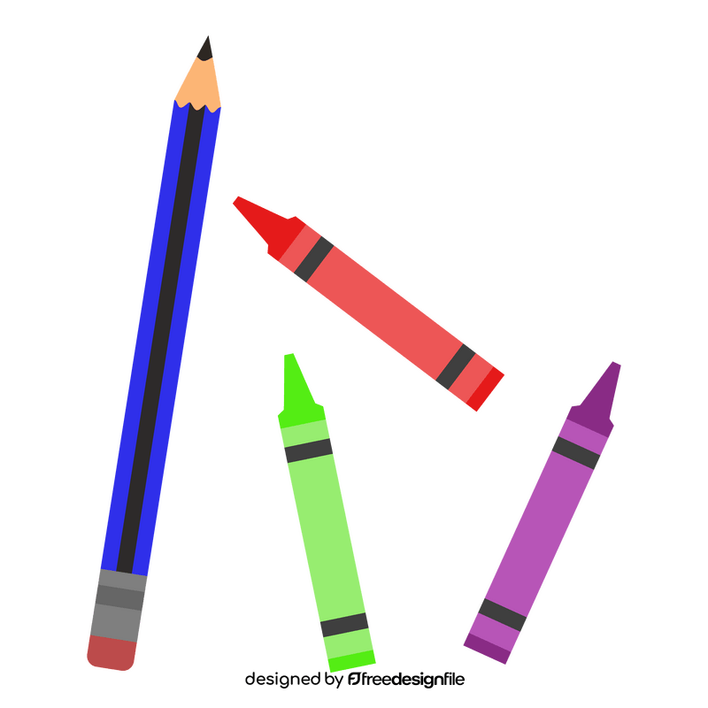 Color crayons and pencil clipart