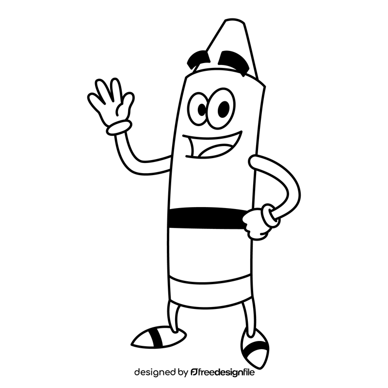 Crayon Mascot drawing black and white clipart