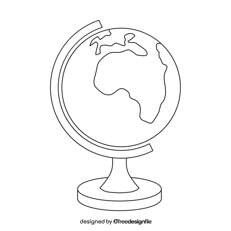 Education globe drawing black and white clipart