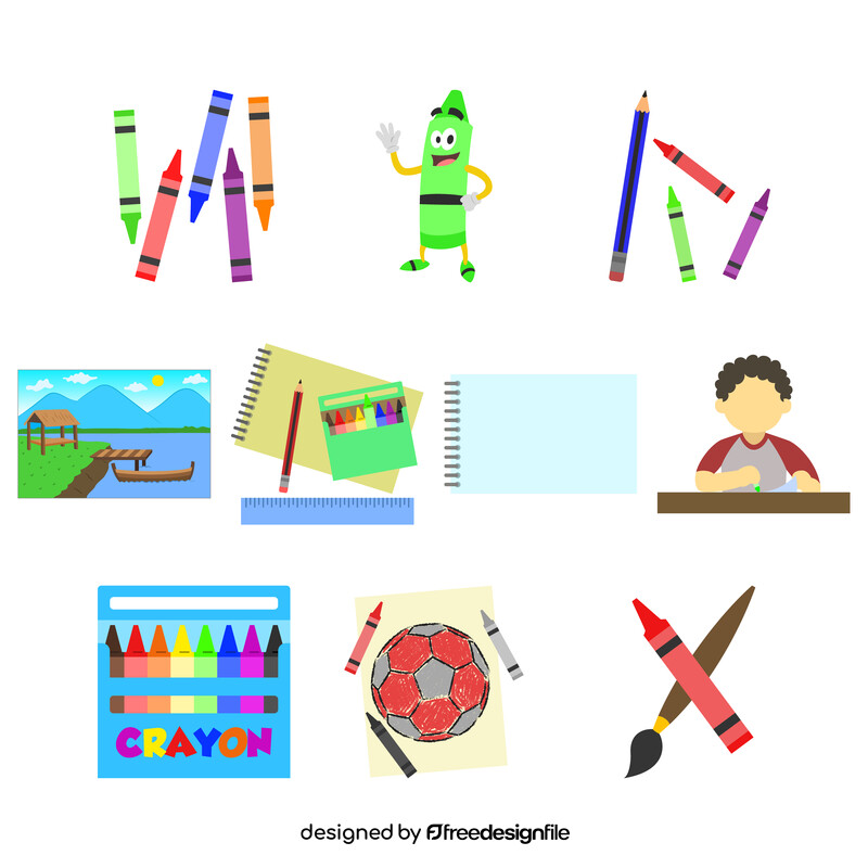 Crayon images set vector