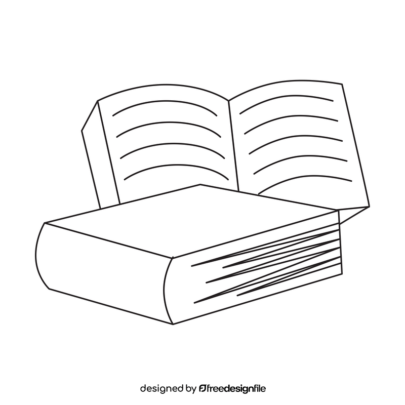 Education books drawing black and white clipart
