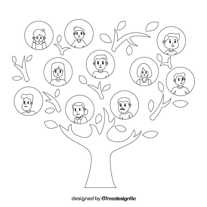 Family Tree black and white vector