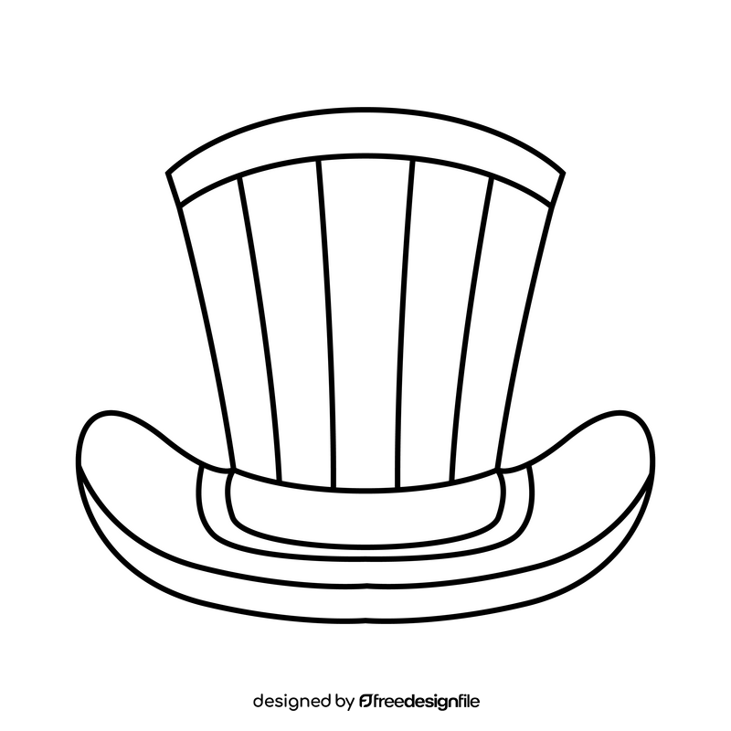 American hat Independence day, Uncle Sam drawing black and white clipart