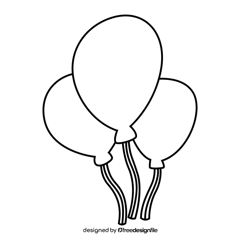 Cartoon color balloons drawing black and white clipart