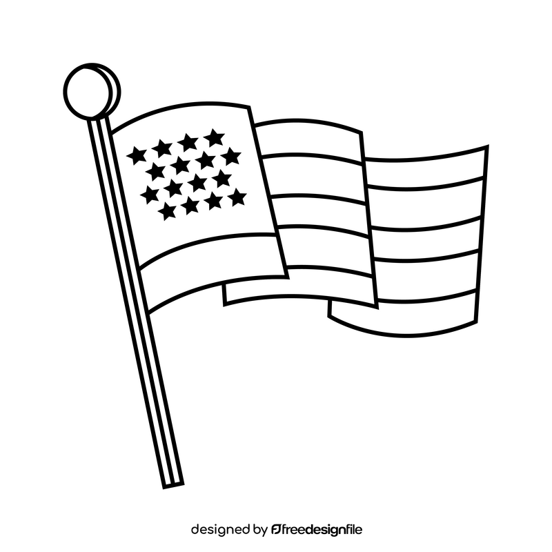 July 4th Independence day American flag black and white clipart