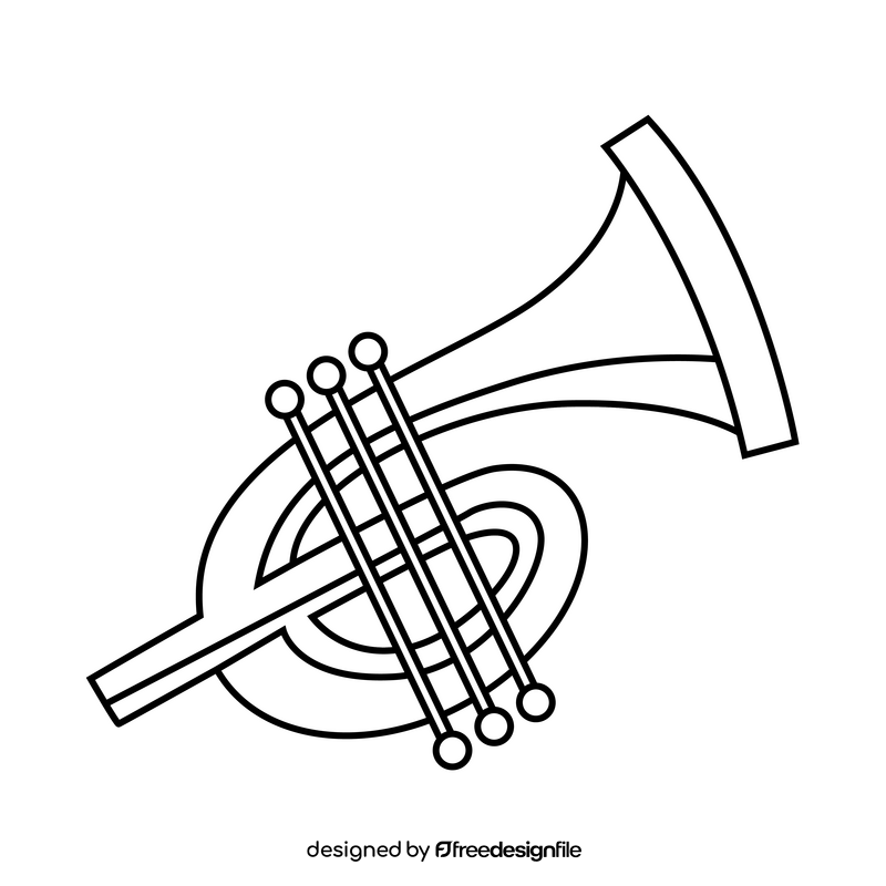Horn cartoon drawing black and white clipart