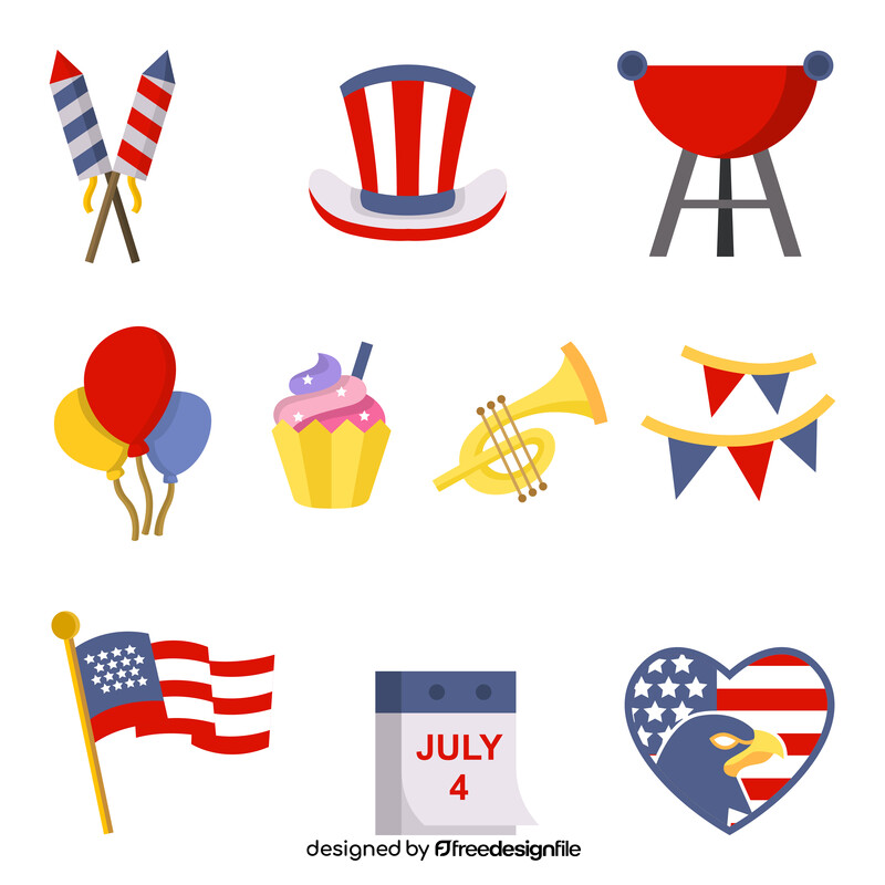 Fourth July Independence day set vector