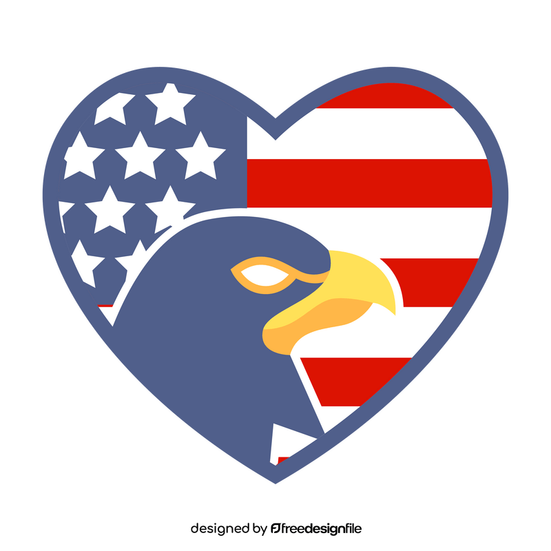 July 4th Independence day, eagle, american flag, love, heart clipart