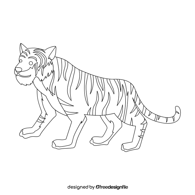 Jungle tiger black and white clipart