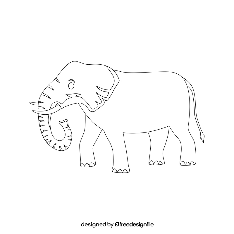 Jungle elephant drawing black and white clipart