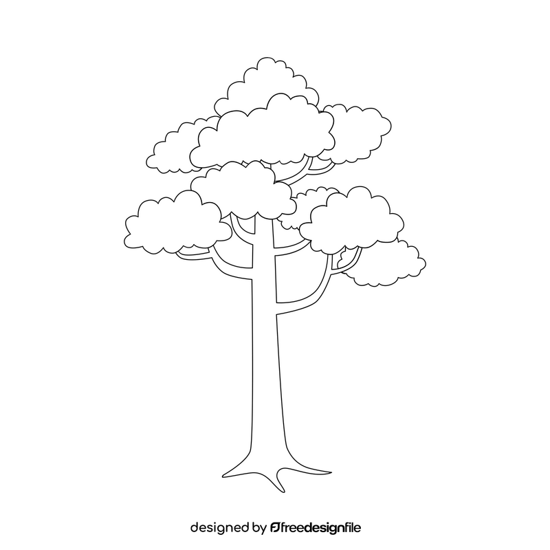 Jungle tree black and white clipart