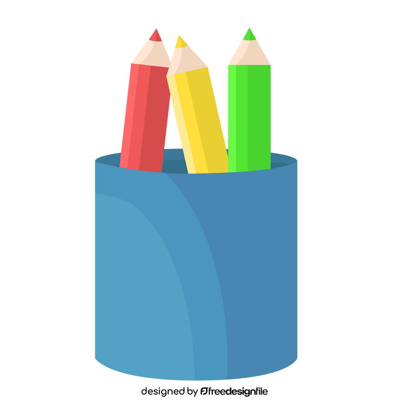 Colored pencils in pen holder clipart