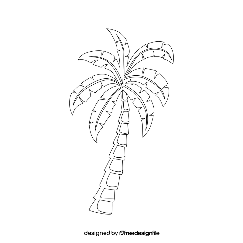Jungle palm tree black and white clipart