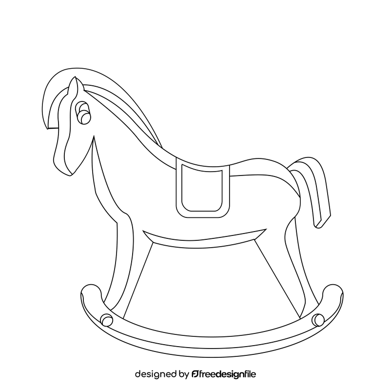 Rocking horse black and white clipart