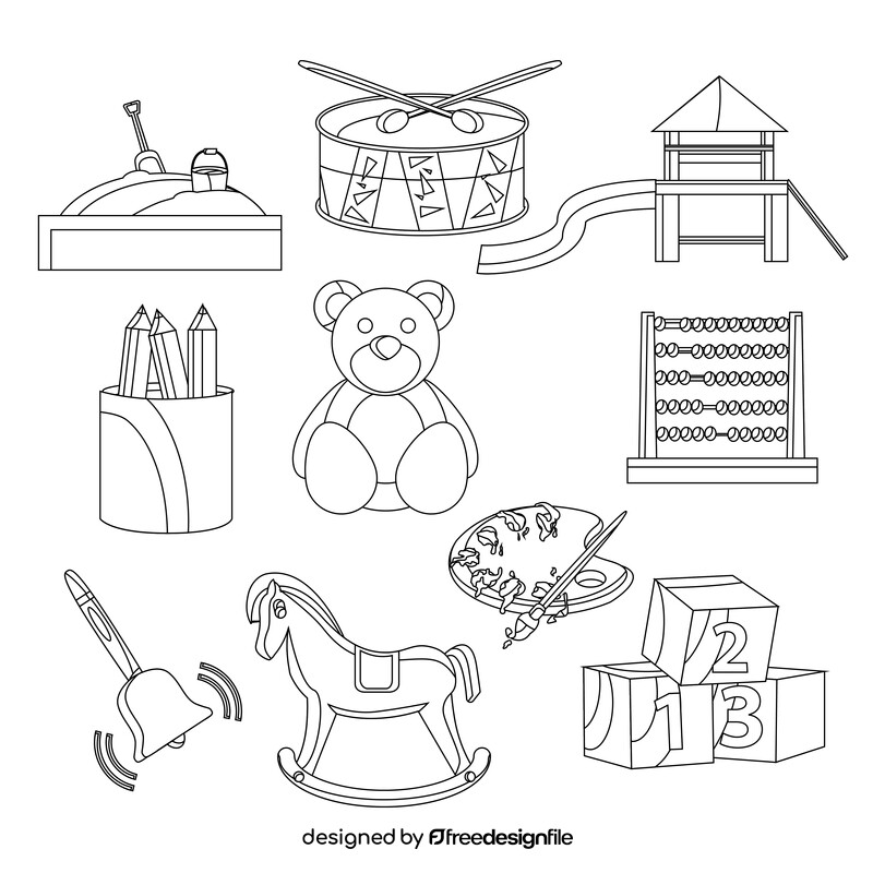 Kindergarten Preschool set black and white vector