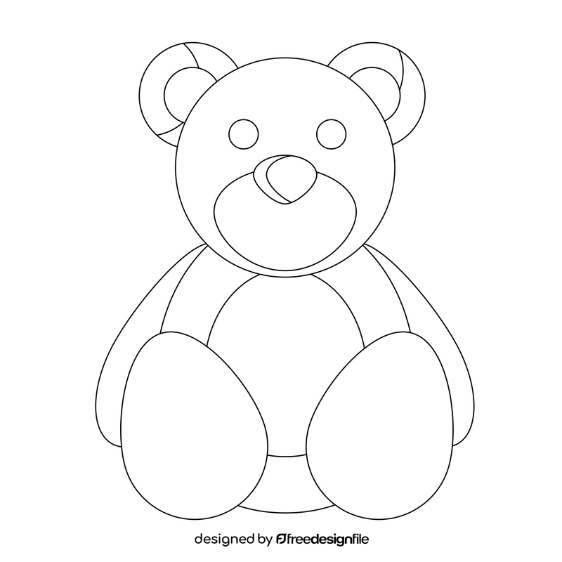 Teddy bear black and white clipart