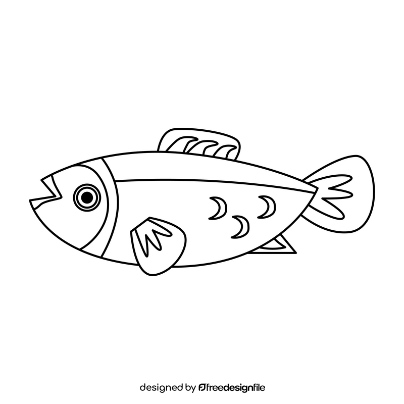 Lake fish drawing black and white clipart