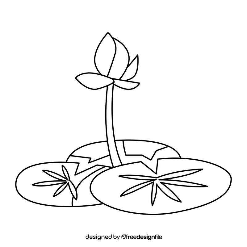 Lotus flower black and white clipart