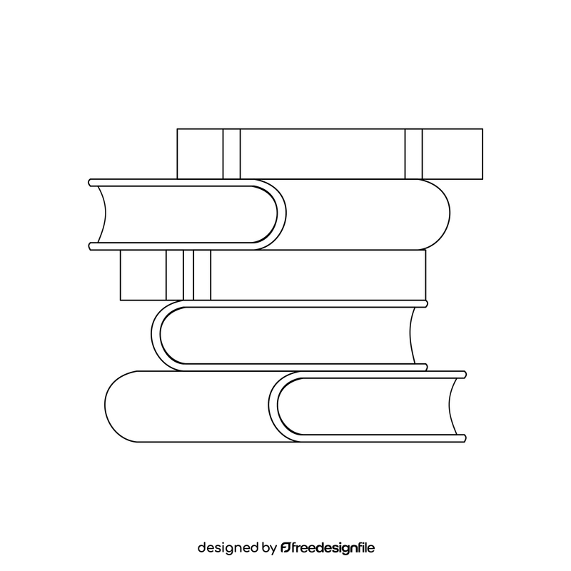 Stack of books black and white clipart