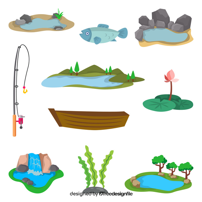 Lake images set vector