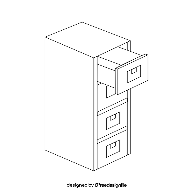 Filing cabinet black and white clipart