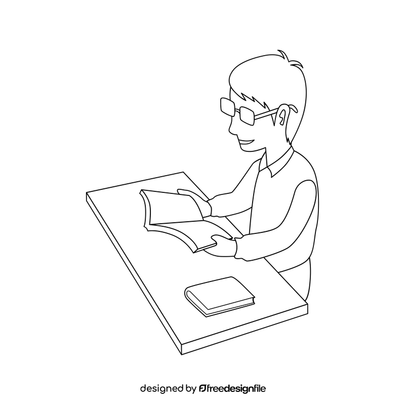 Reading book black and white clipart