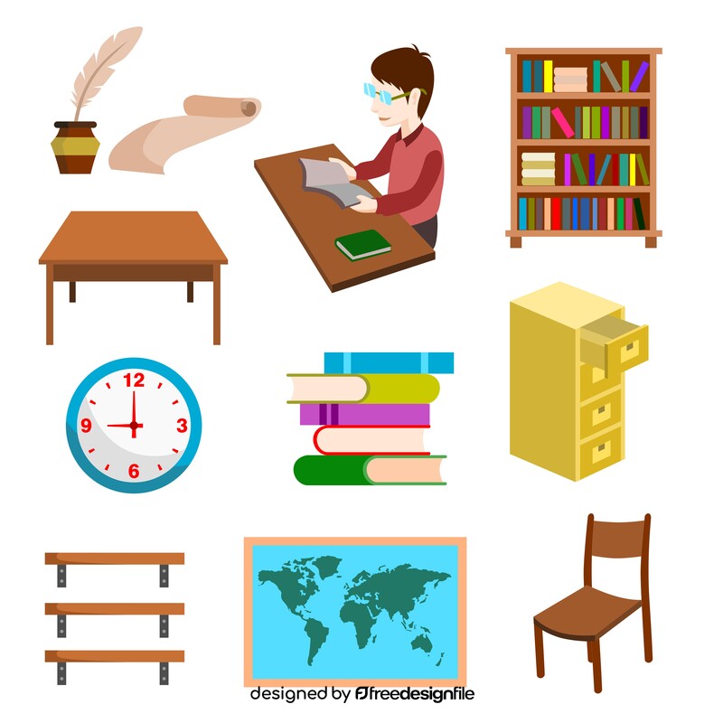 Library icons set vector