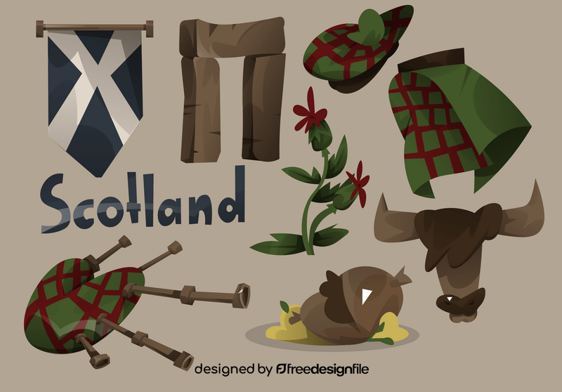 Scotland icon set vector