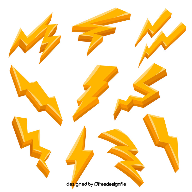 Lightning bolt images set vector