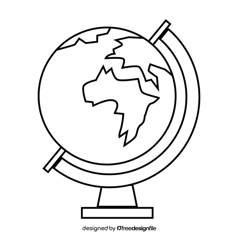 Globe drawing black and white clipart