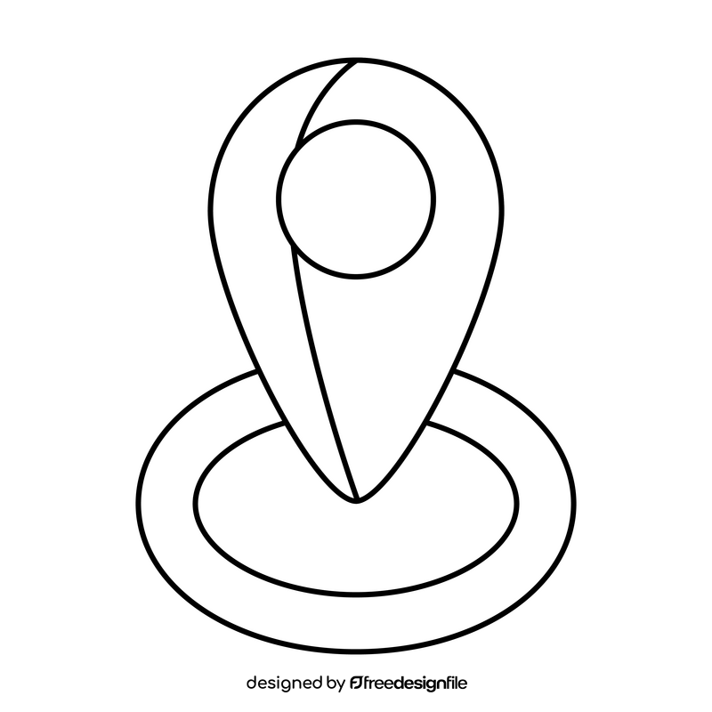 Location icon drawing black and white clipart