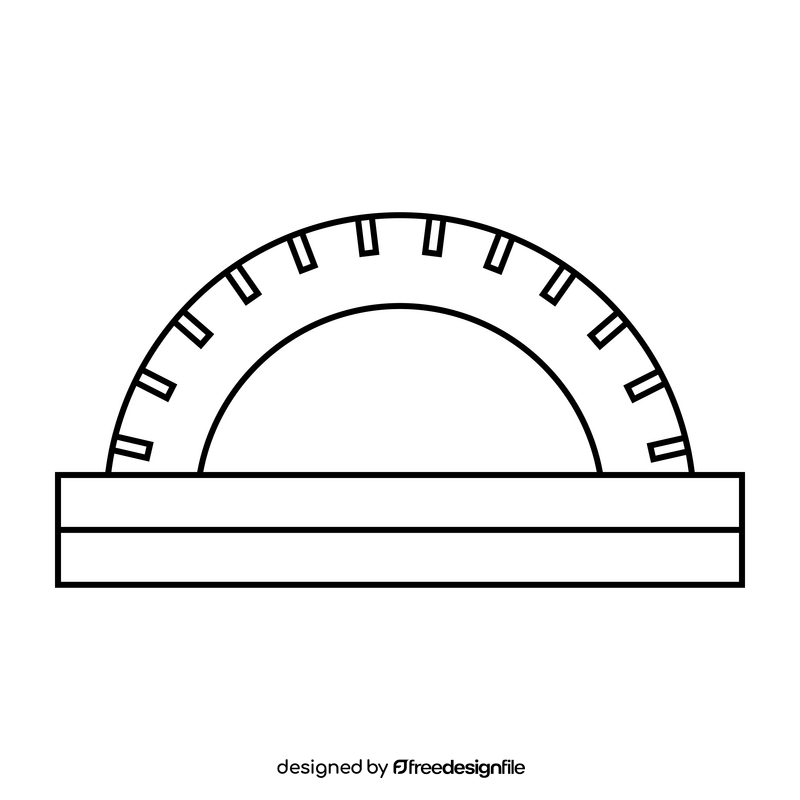 Protractor drawing black and white clipart
