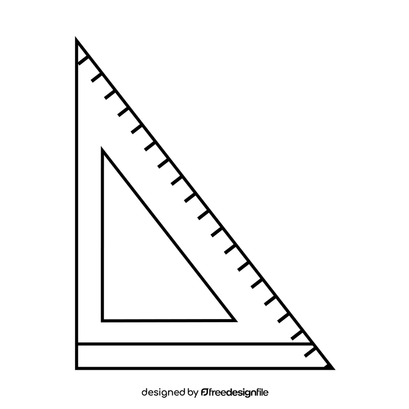 Triangle ruler drawing black and white clipart