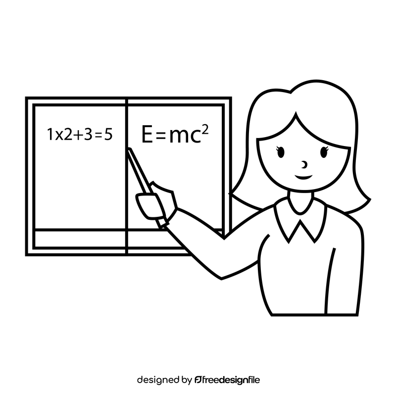 Math Teacher drawing black and white clipart