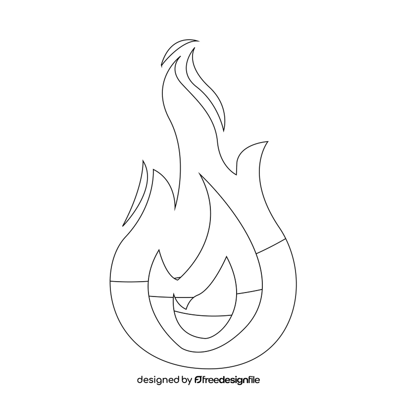 Fire black and white clipart